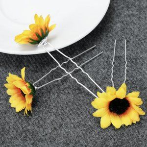 5-Pcs SunFlowers Hair Pins Wedding Bridal